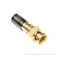 Conector BNC de compresión masculina CCTV con chapado en oro